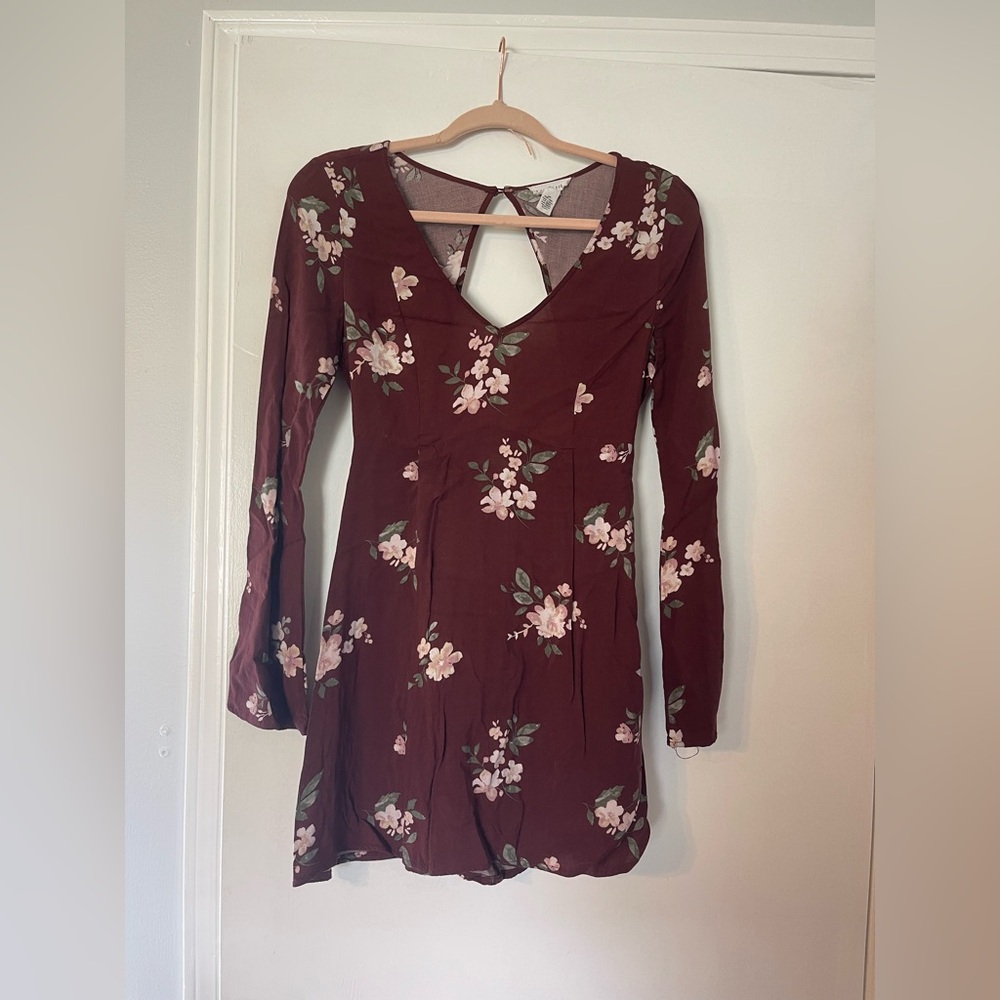 Wine colored, open back dress